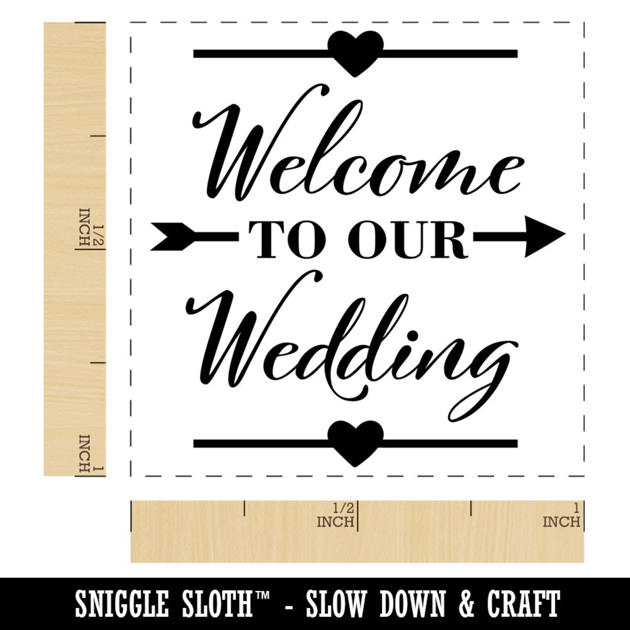 Welcome to Our Wedding with Hearts Self-Inking Rubber Stamp Ink Stamper